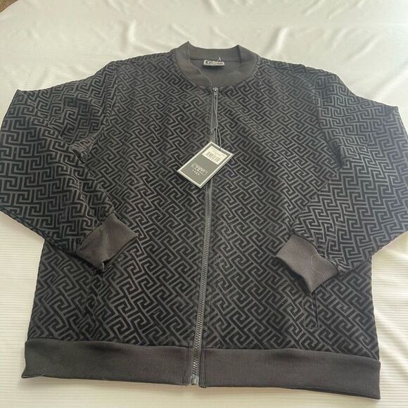 NWT Casa Moda Black Knit Bomber Jacket Size Large New - Picture 1 of 8